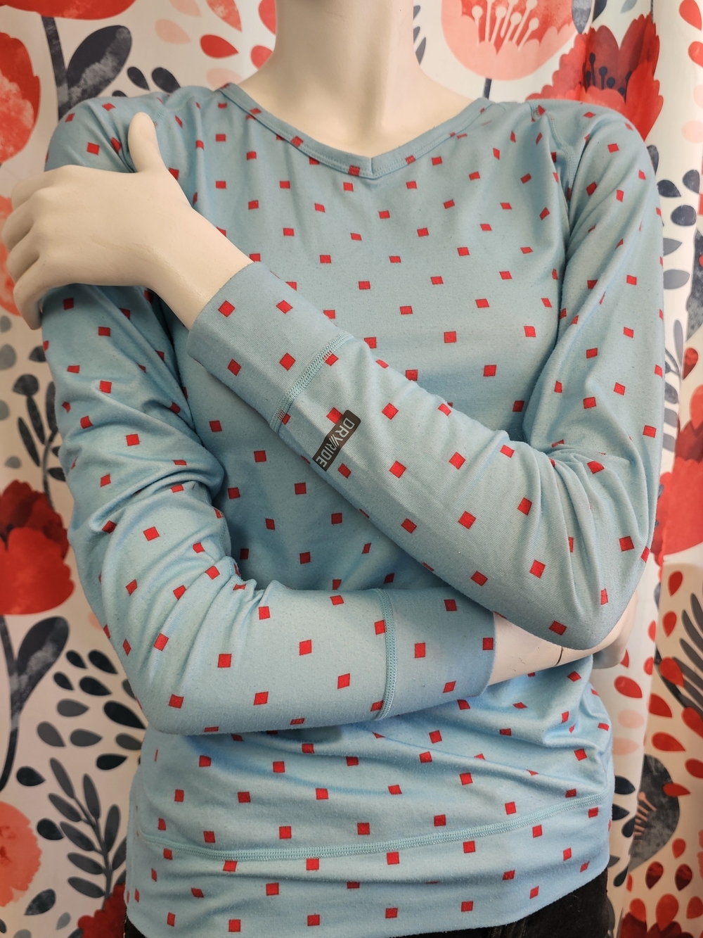 Burton Dry Ride Light Blue Long-Sleeve with Red Square Print